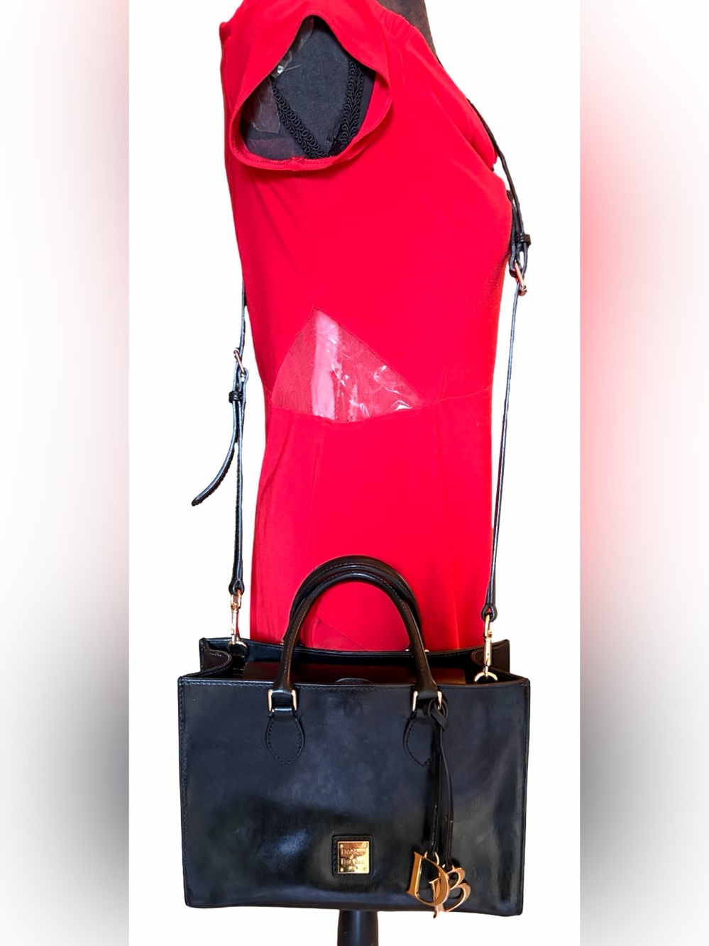 Dooney & Bourke Belmar Jenine 30  North South Black Leather Handle Crossbody Bag - Picture 7 of 17